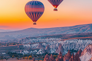 Hot air balloons at sunset sky, a Nature Photo by MistyDay