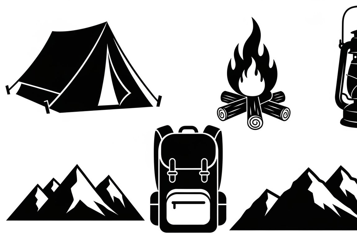 Camping Adventure Silhouette Icon, an Illustration by Artivon (Photo 49 of 51)