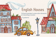 English Houses set +3 patterns, a Decorative Illustration by Kristina Crocus (Thumbnail 1 of 5)