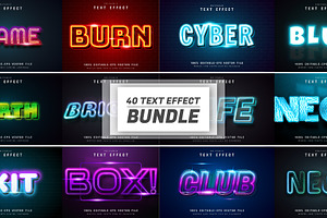 40 Neon text effect editable