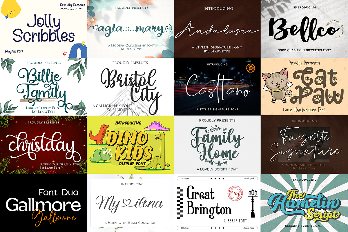 220 fonts mega pack, a Font by BearyType Studio (Photo 9 of 9)