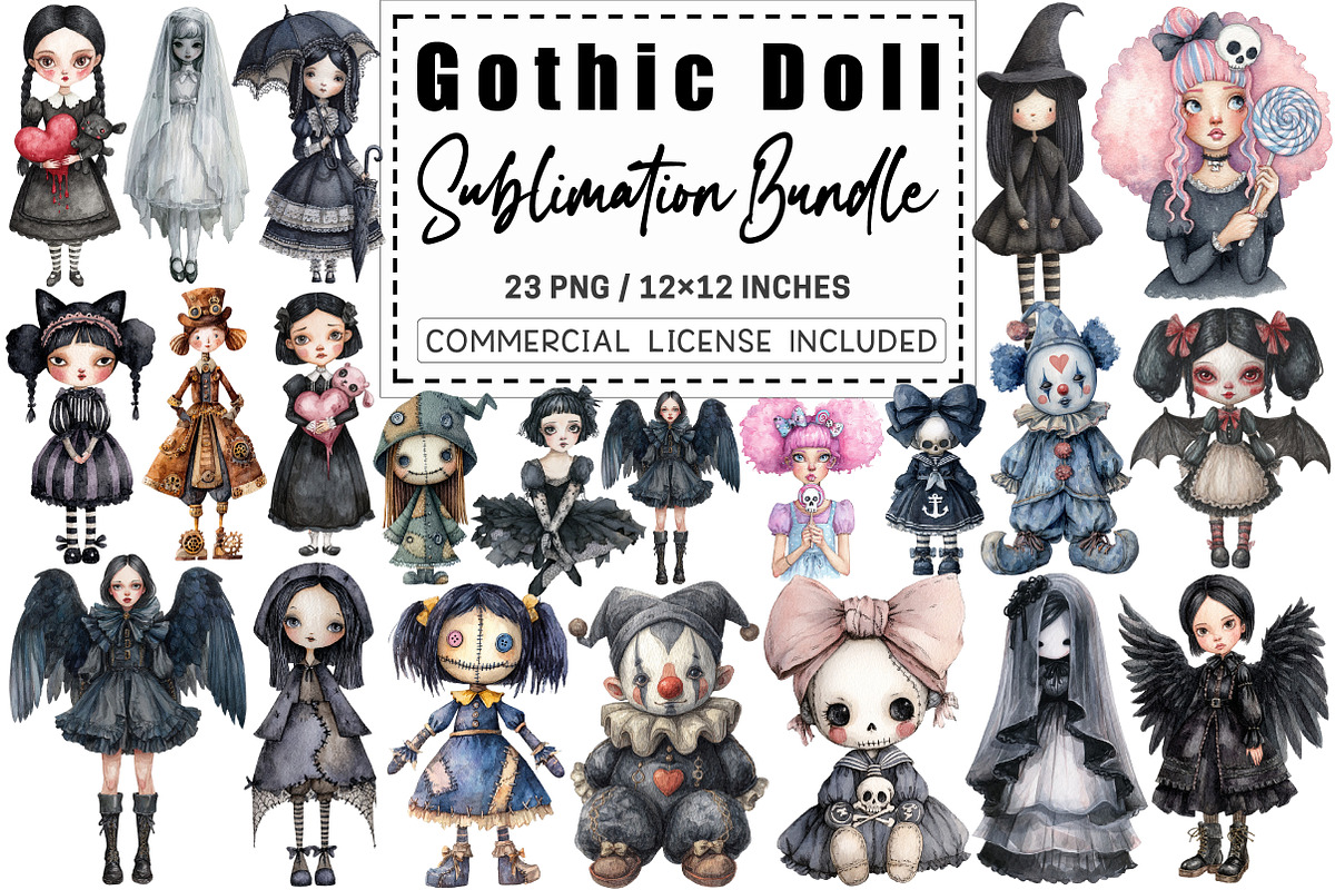 Gothic Doll Sublimation Bundle, a Graphic by CitraGraphics (Photo 1 of 4)