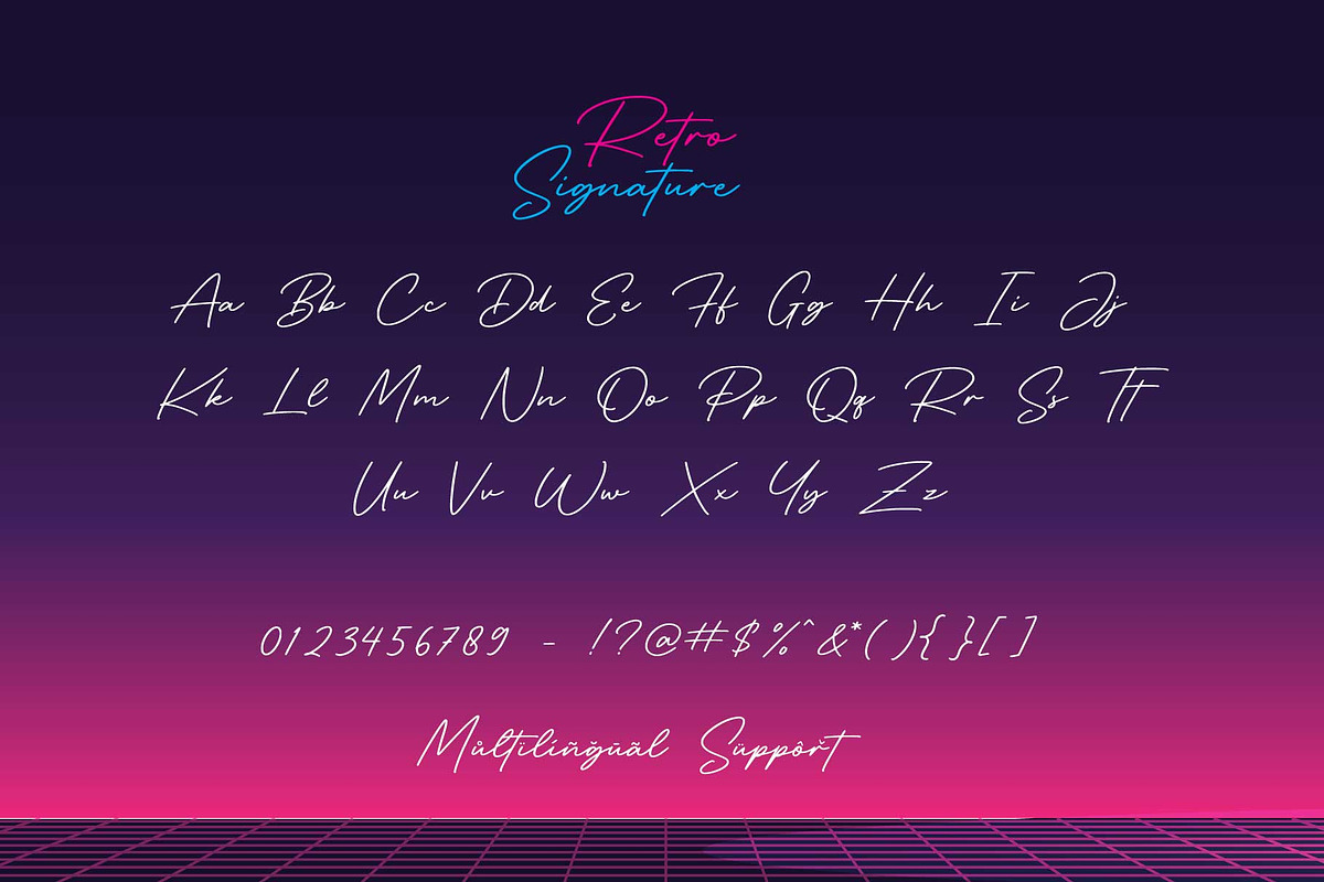 Retro Signature - Neon Lights, a Script Font by Nirmana Visual