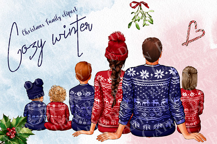 Christmas Family Clipart, CozyWinter