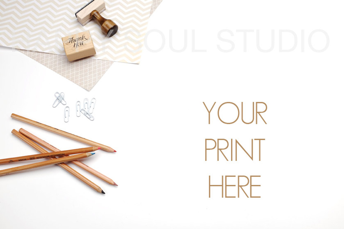 Styled Neutral Desktop Background, a Pens & Pencil Mockup by Happy Soul Studio