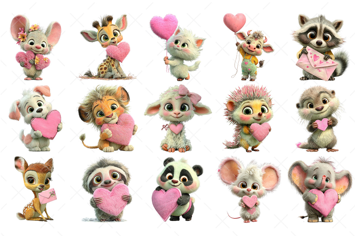 Valentine Kawaii Baby Animals, an Illustration by Craft Nest (Photo 5 of 9)