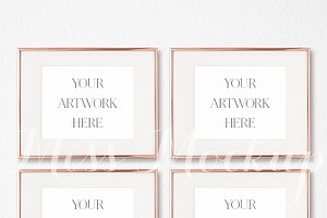 Set Of 4 Rose Gold Frames Mockup