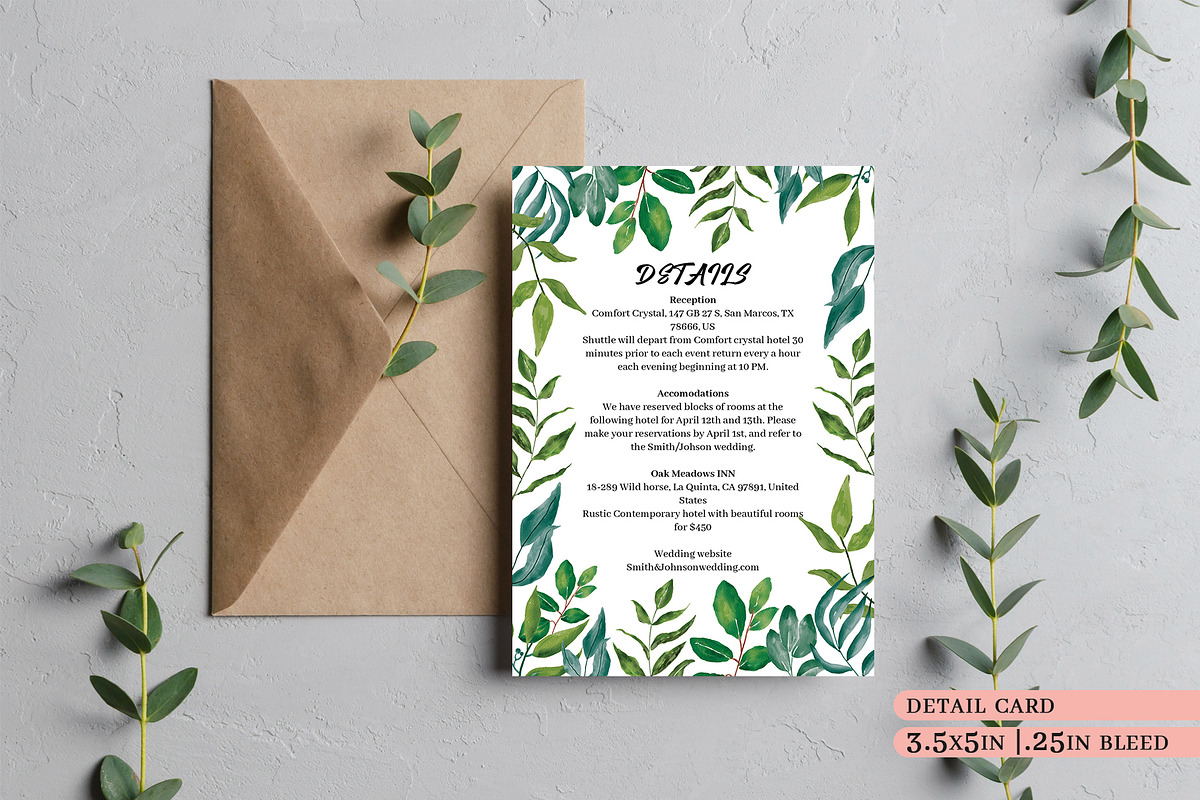 Greenery wedding Invitation Suite, an Invitation Template by Beyond Muse (Photo 3 of 10)