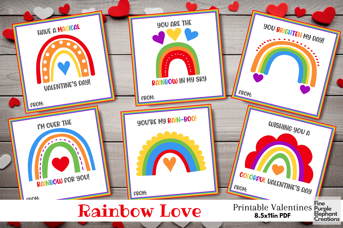 Kid Bright Boho Rainbow Valentine, a Seasonal Illustration by Fine Purple Elephant (Photo 1 of 2)