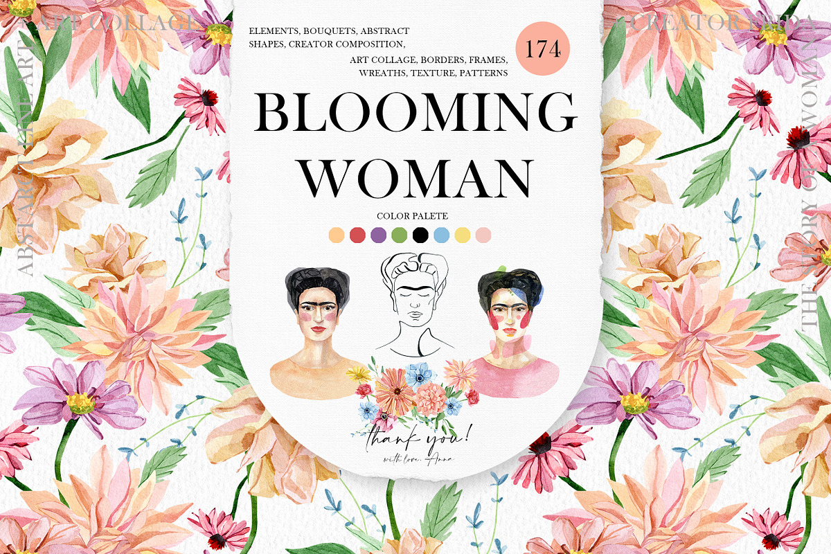 Flower head woman & Spring Floral, an Illustration by AnnaTkachi (Photo 11 of 11)