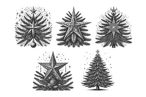 Christmas Trees with Gifts and, an Illustration by AlexArt