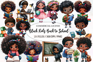 Black Kids Back to School Clipart, a Seasonal Illustration by Designworld