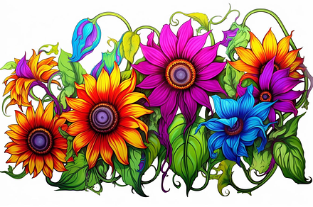 Vibrant Sunflower Art, White Canvas