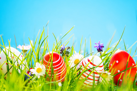Easter background with colorful eggs