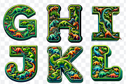 Dinosaur Display Font Alphabet ABC, a Symbol Font by Bubble Pixel (Thumbnail 4 of 8)