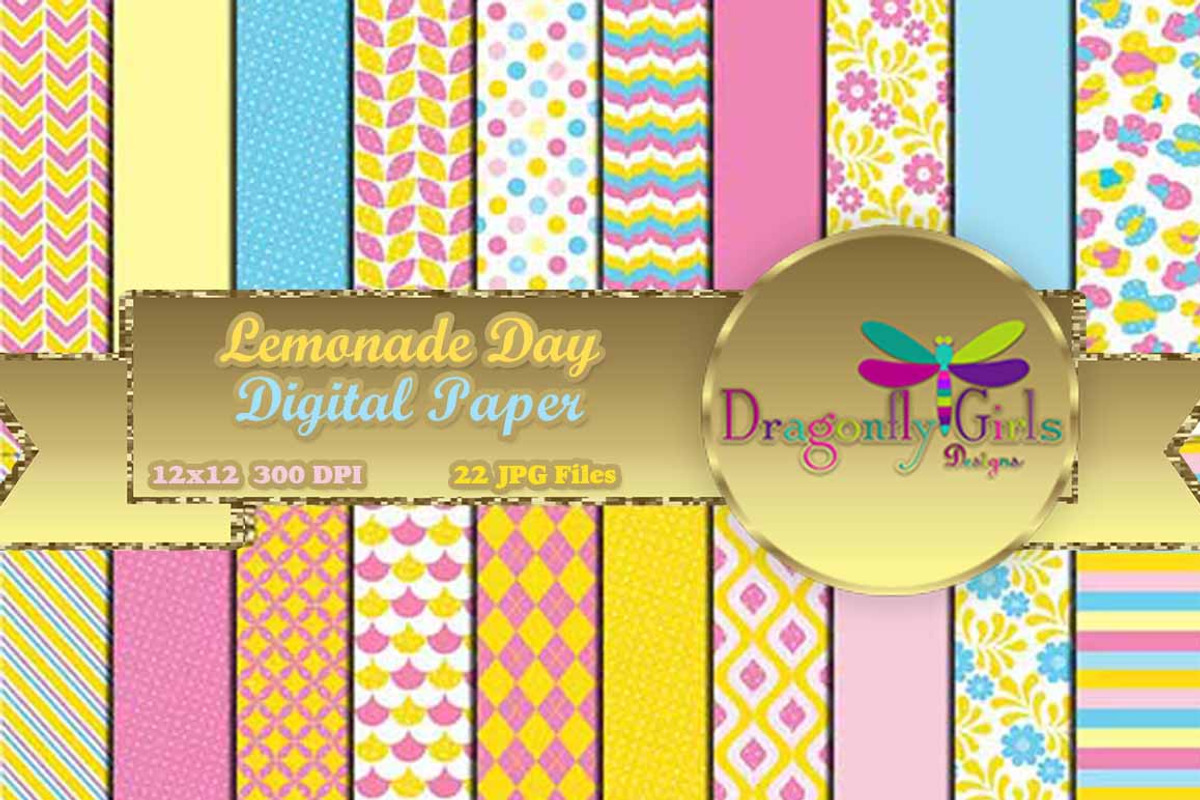 Lemonade Day Digital Paper Pack, a Graphic by Dragonfly Girls Designs