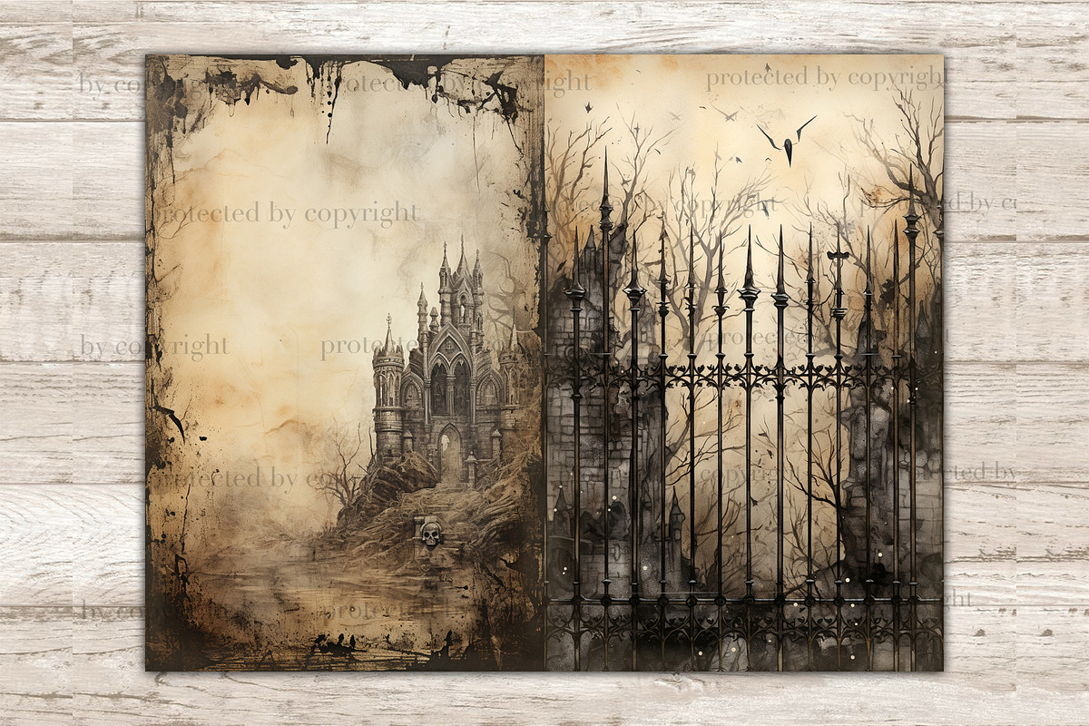 Gothic City Junk Journal Pages, a Seasonal Illustration by GlamArtZhanna (Photo 8 of 10)