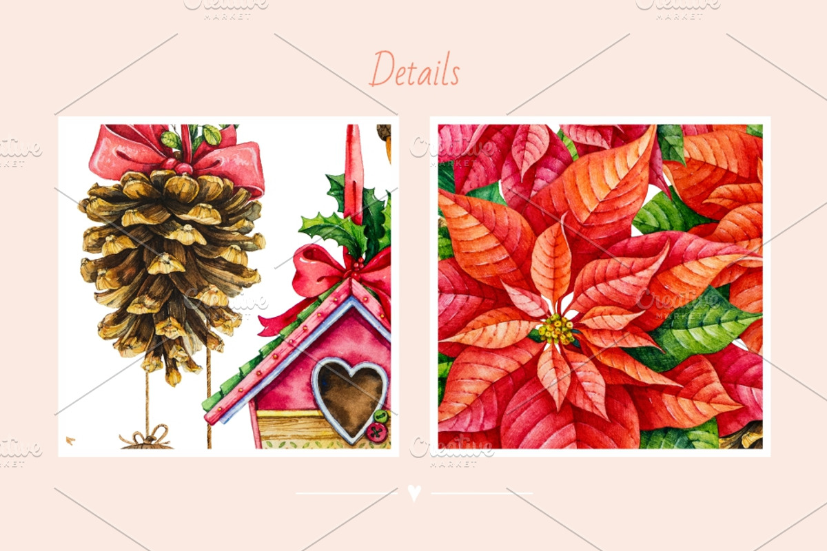 Happy New Year.Watercolor collection, a Decorative Illustration by Ekaterina Mikheeva (Photo 8 of 8)