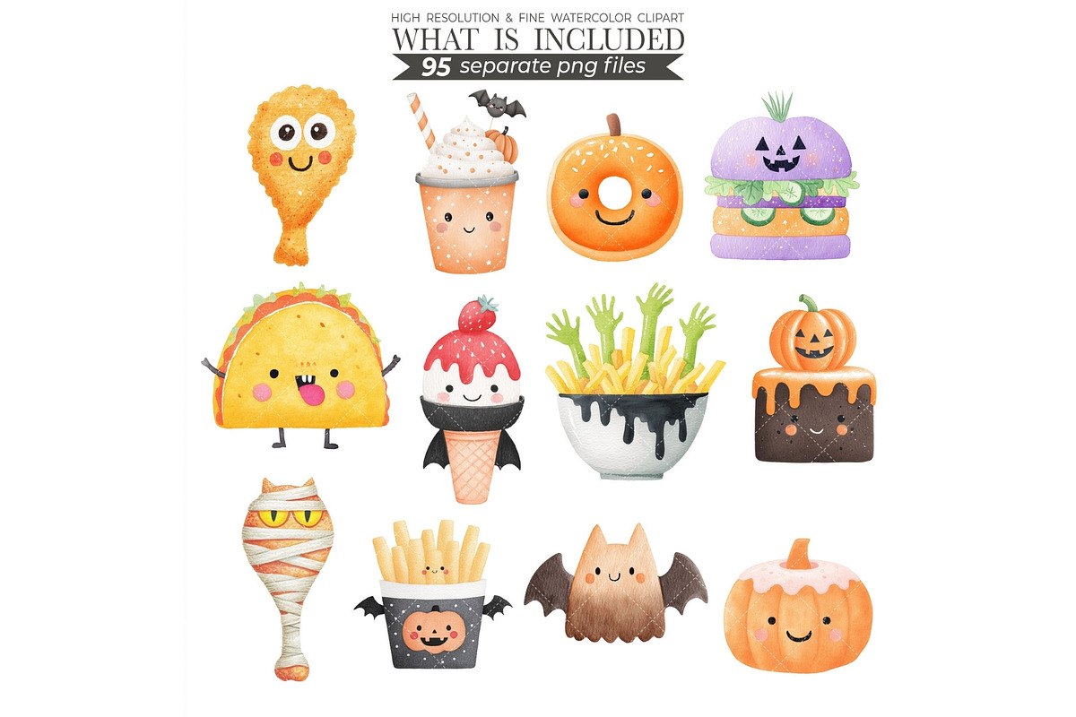 Watercolor Halloween Treats Clipart, an Illustration by CharmClipart (Photo 6 of 10)