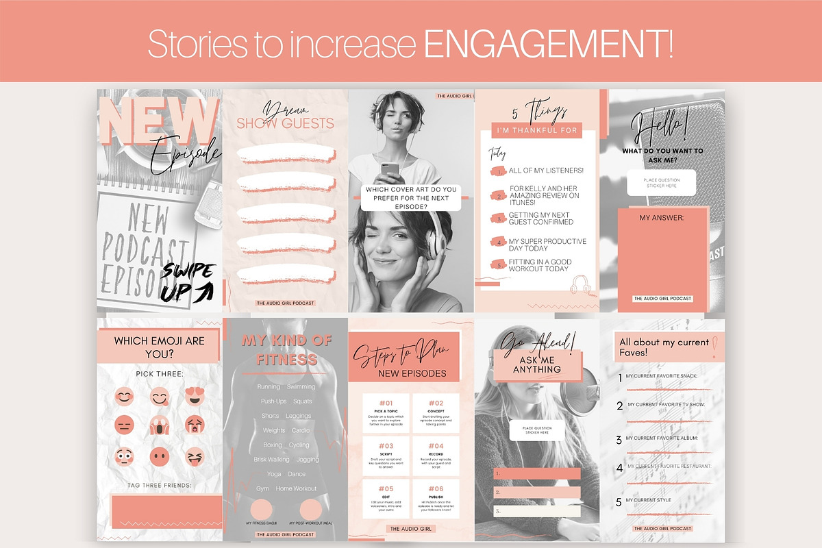 50 Podcast Instagram Template BUNDLE, a Social Media Template by Templatables (Photo 7 of 12)