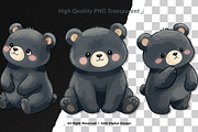 15 Bundle Watercolor Black Bear Cute, an Animal Illustration by Morspective (Thumbnail 2 of 8)