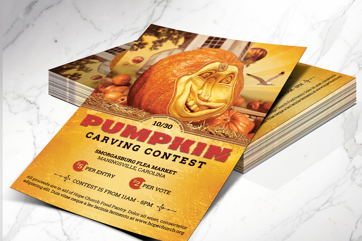 Pumpkin Carving Contest Canva Flyer, a Flyer Template by Godserv Designs (Photo 2 of 15)