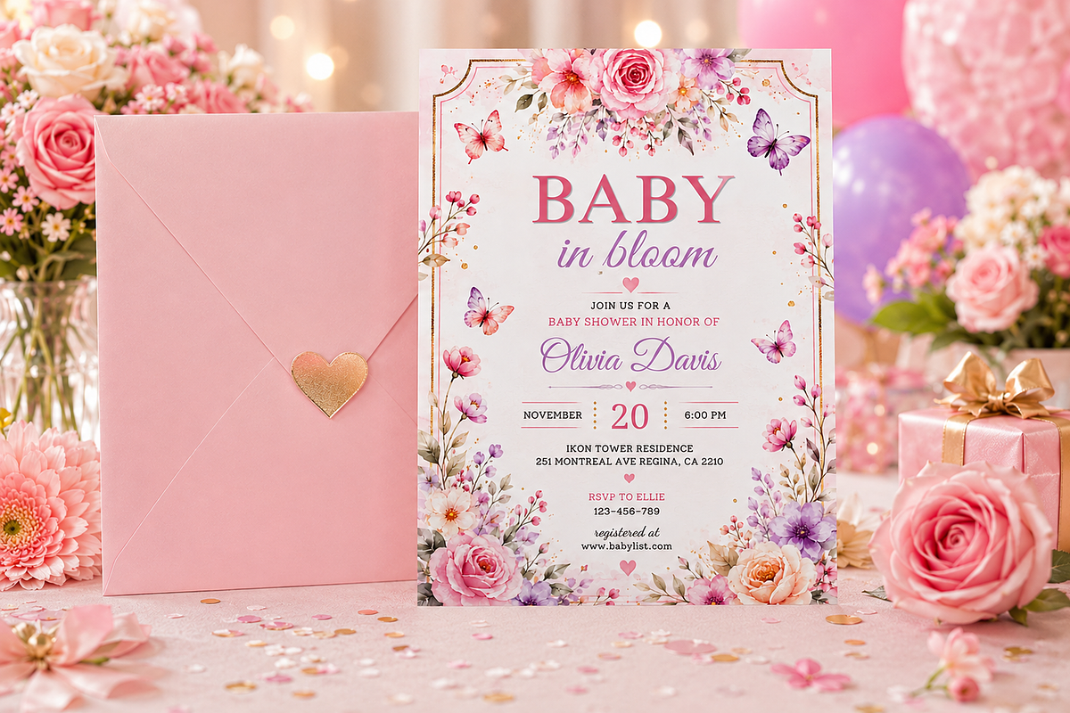 Baby in Bloom Shower Flyer Template, a Flyer Template by S Graphic Studio (Photo 6 of 11)