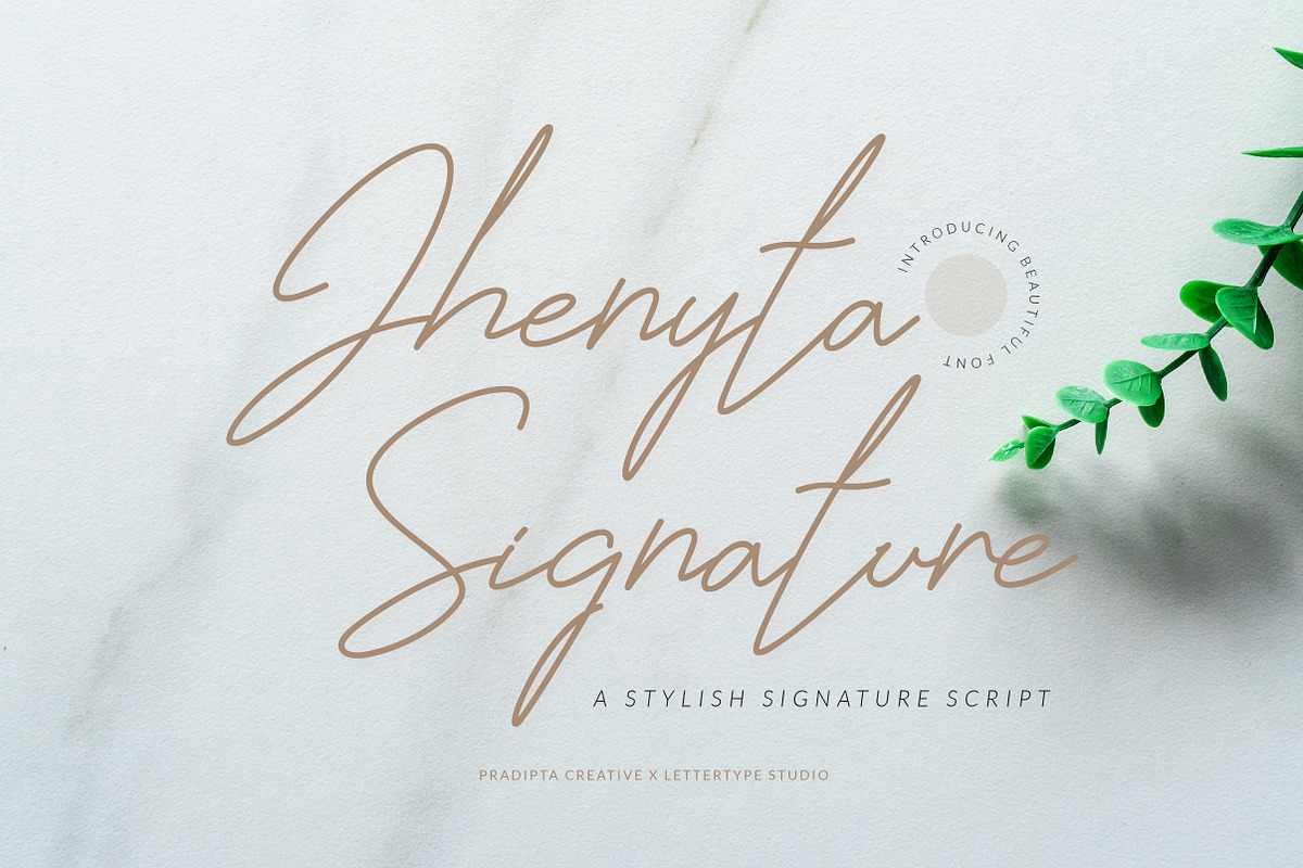 Jhenyta Signature Script, a Script Font by Lettertype Studio (Photo 1 of 6)
