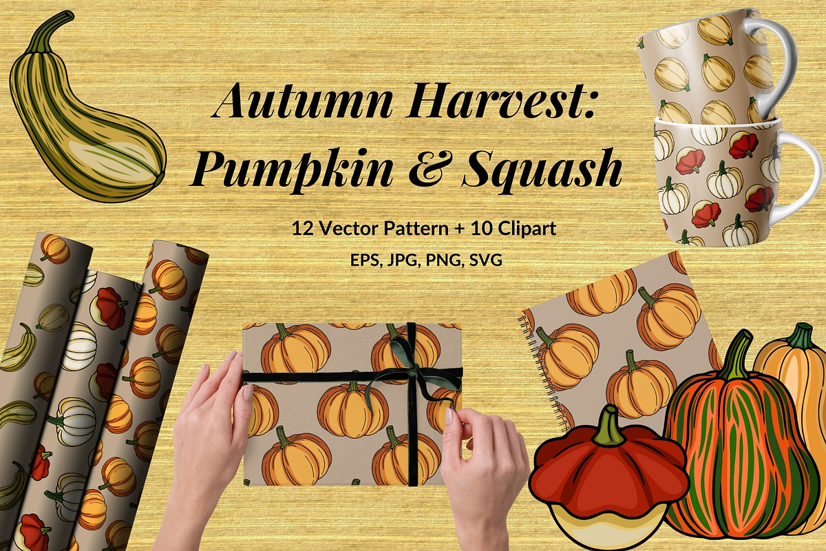 Autumn Harvest: Pumpkin & Squash, a Pattern Graphic by Elatedowl (Photo 1 of 13)