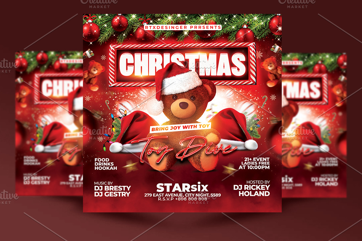 Christmas Toy Drive Party Flyer, a Flyer Template by RTXdesinger99 (Photo 1 of 3)