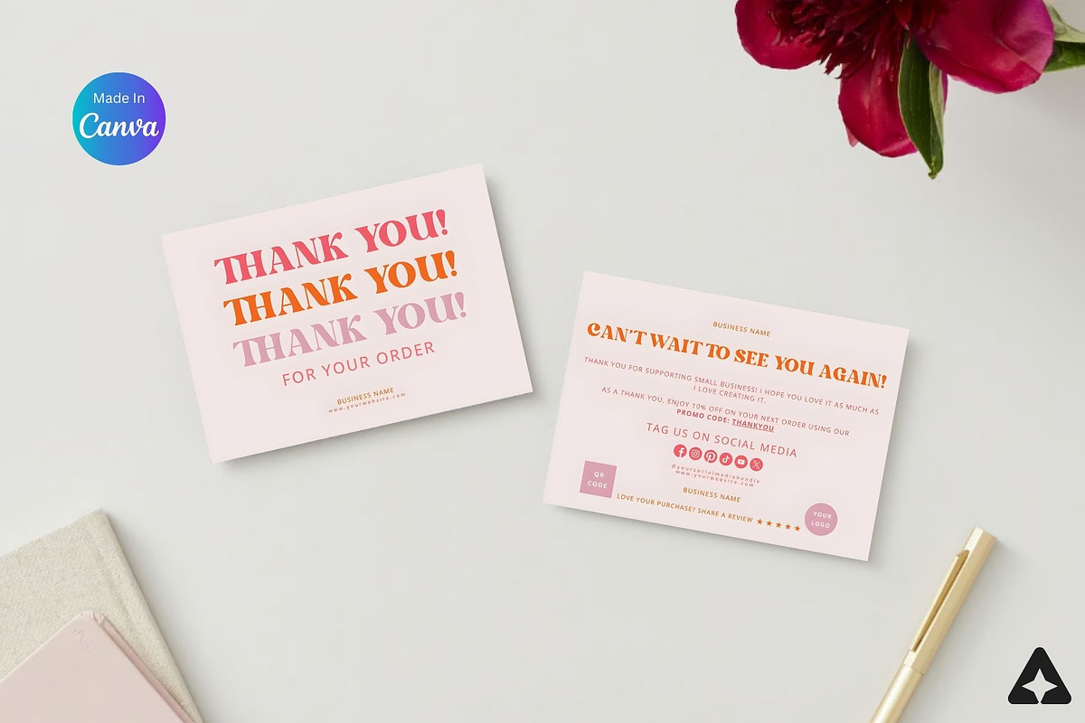Retro Thank You Business Card Canva, a Marketing Template by Studioxhq (Photo 1 of 4)
