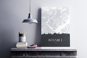 Skyline City Map Vector Poster