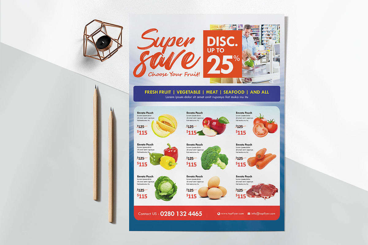 Supermarket Grocery Flyer Template, a Flyer Template by jobnabru (Photo 2 of 2)