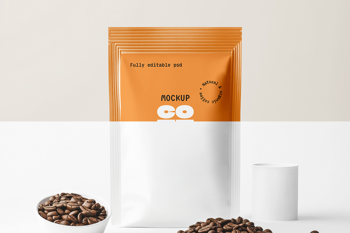 Coffee Pouch Packaging Mockup Set, a Cups & Container Mockup by Mego-studio (Photo 9 of 10)