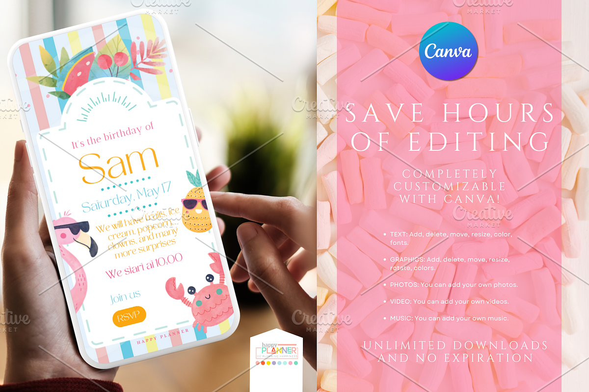 Animated Digital Birthday Invitation, a Presentation Template by katyhappyplanner (Photo 3 of 3)