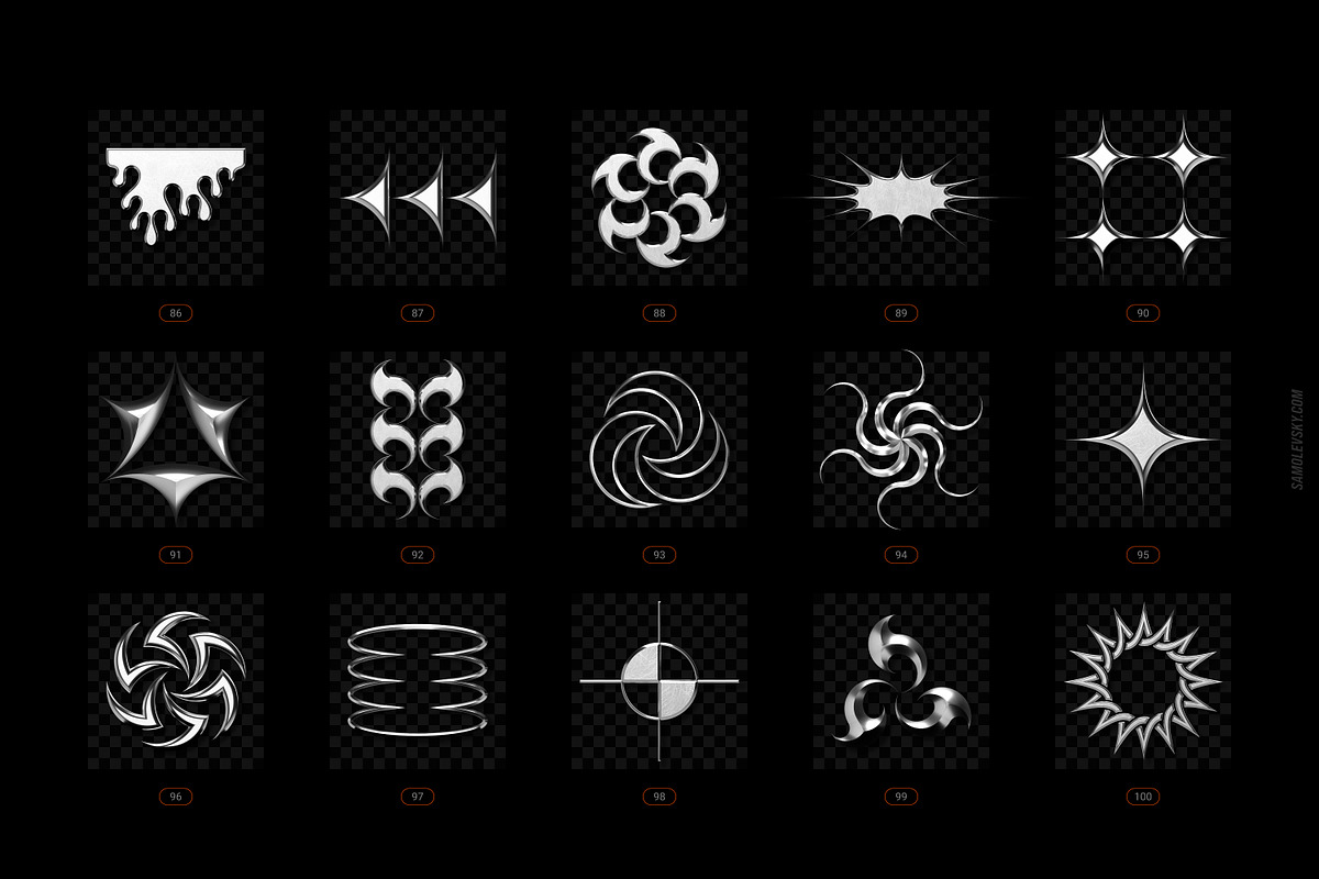 Chrome & Vector Abstract Shapes Pack, an Object Graphic by Samolevsky (Photo 16 of 25)