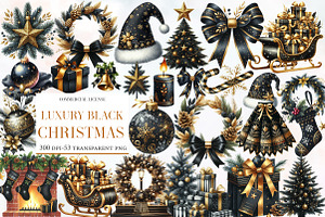 Luxury Black Christmas Clipart, an Illustration by Designworld