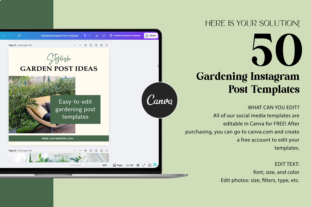 Gardening Instagram Canva Post Temp preview 6
