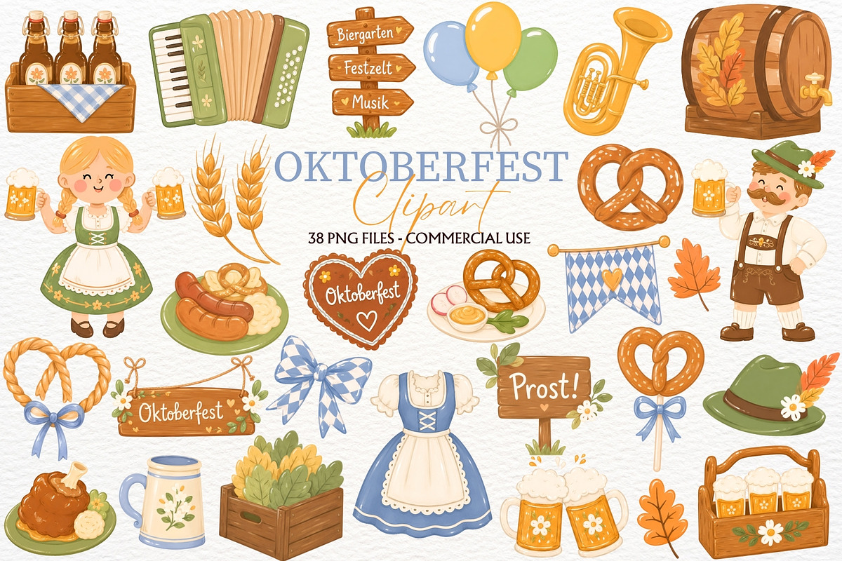 Oktoberfest Festival Clipart Autumn, a Seasonal Illustration by SugarCloudStudioArt (Photo 1 of 5)