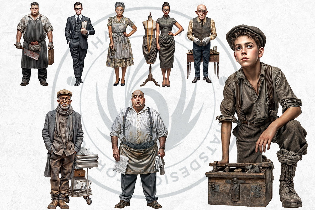 Noir Movie Characters clipart set, a Decorative Illustration by ThatsDesignArt (Photo 4 of 10)