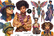 African Steampunk Girls Clipart, a Person Illustration by Design Scotch (Thumbnail 1 of 8)
