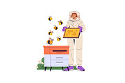 Apiarists gather honey. Beekeeping, a Person Illustration by PaperTrident (Thumbnail 6 of 9)