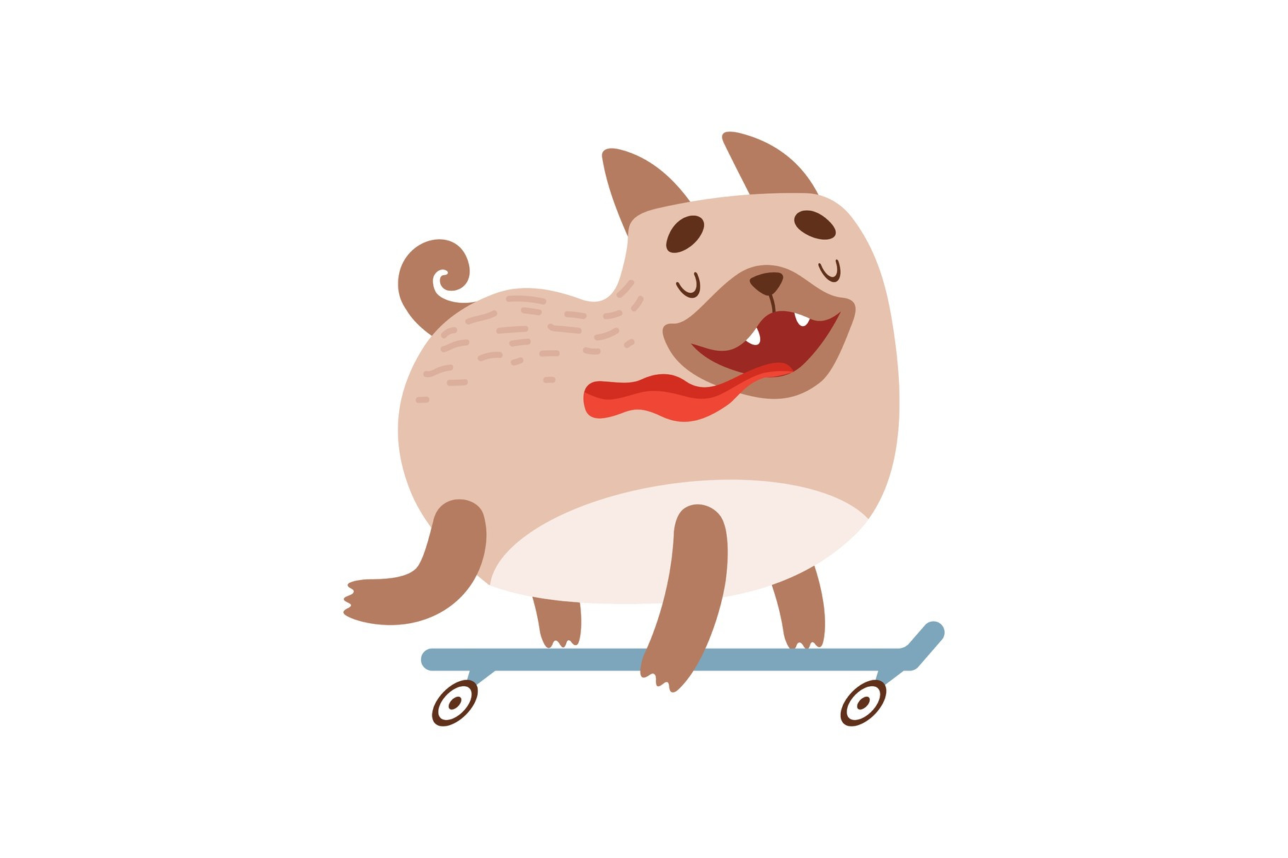 Cute Happy Pug Dog Riding, an Animal Illustration by TopVectors