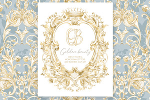 Gold Wedding Crest Watercolor Set