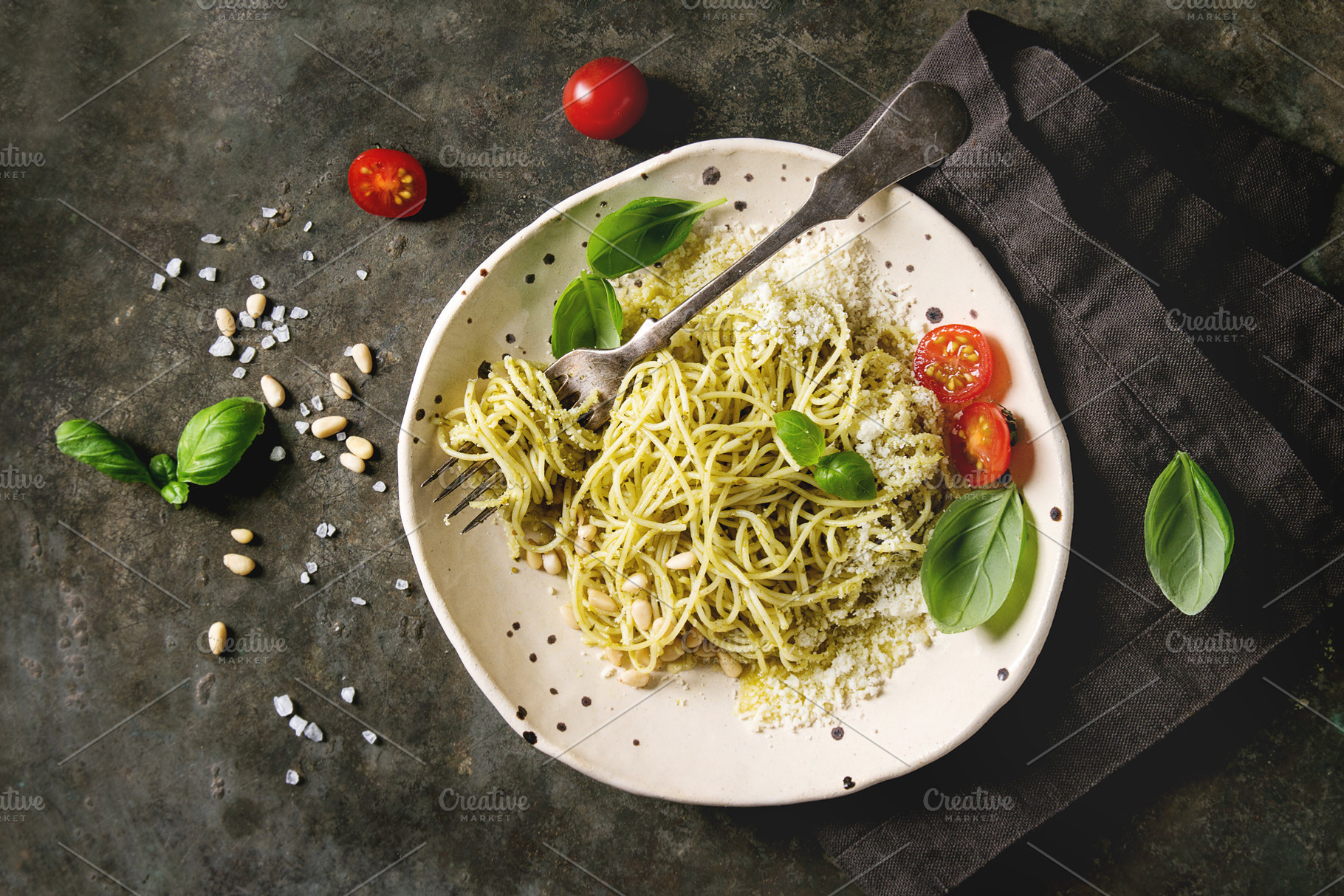 Pasta with pesto sauce featuring pasta, pesto, and spaghetti, a Food & Drink Photo by Natasha Breen