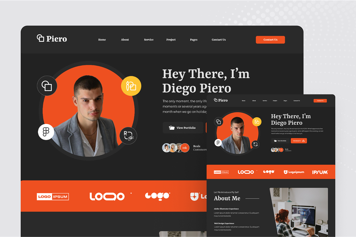 Personal Portfolio Landing Page, an UI Kit Template by SquidPixey (Photo 2 of 5)