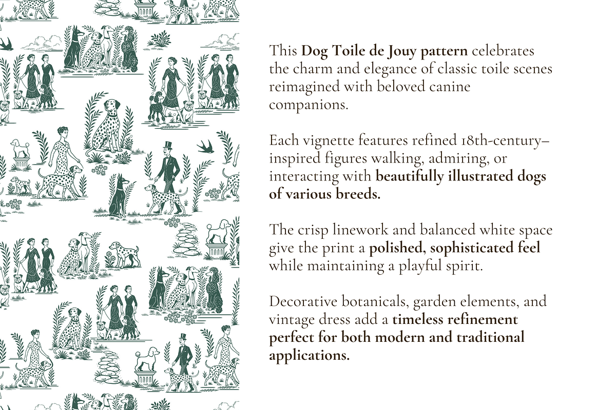 Dog Toile de Jouy Pattern, a Background Graphic by Hughes Studio (Photo 3 of 8)