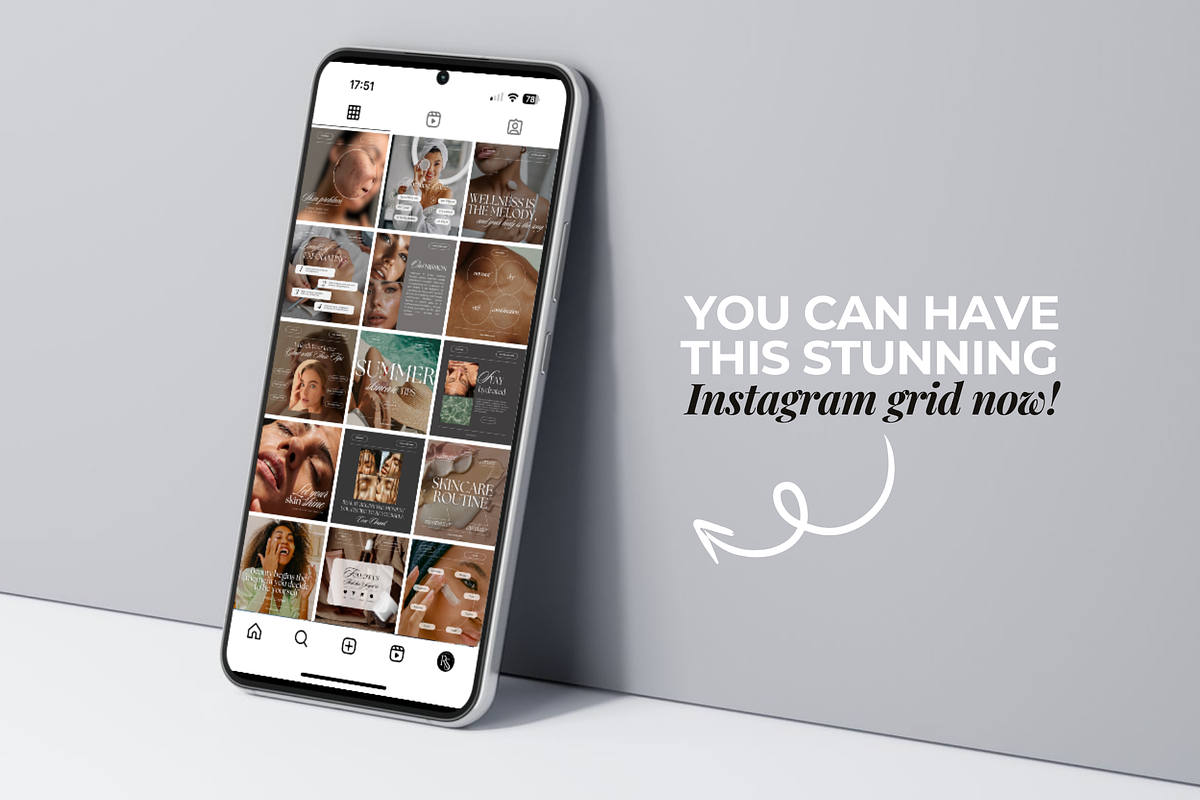 Skincare Instagram Templates Canva, a Social Media Template by DesignsbyMariaStudio (Photo 7 of 10)
