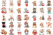 Watercolor  Kitten Christmas Clipart, an Illustration by Designking (Thumbnail 2 of 4)