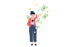 Woman with smartphone in flow of, a Finance Illustration by LadadikArt